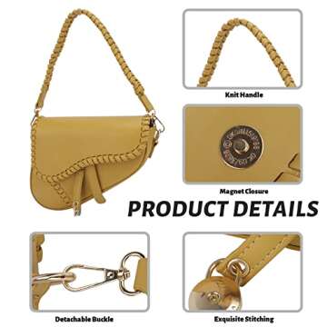 Ynport Black Saddle Bag Purse for Women Trendy Leather Crossbody Bag Small Shoulder Handbags Satchel