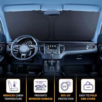 Nissan Rogue Custom Fit Windshield Sun Shade - Blocks UV Rays