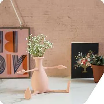 Florino – Friendly Flower Vase Modern Home Décor Vase for Flowers Unique Gifts by Peleg Design (Peach)