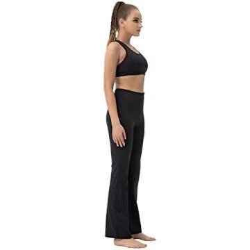 BUBBLELIME 29"/31"/33"/35"/37" 4 Styles Women's High Waist Bootcut Yoga Pants - Basic Nylon_Black L-33 Inseam