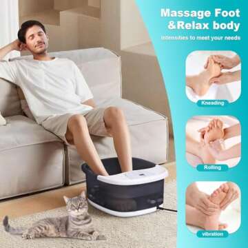 Foot Spa Bath Massager with Heat, Vibration, Temperature Control, Jets, Bubbles, Epsom Salt and Red Light, Foot Soaker with 22 Shiatsu Massage Rollers, Foot Bath Massager for Relaxation, Large, Grey