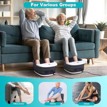 Foot Spa Bath Massager with Heat, Vibration, Temperature Control, Jets, Bubbles, Epsom Salt and Red Light, Foot Soaker with 22 Shiatsu Massage Rollers, Foot Bath Massager for Relaxation, Large, Grey