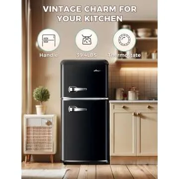 Anypro 3.2 Cu.Ft Fridge with Freezer - Retro Style, 7-Level Thermostat, Adjustable Shelves