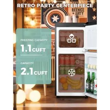 Anypro Retro Fridge with Freezer - 3.2 Cu.Ft Multi-Purpose