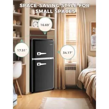 Anypro Retro Fridge with Freezer - 3.2 Cu.Ft Multi-Purpose