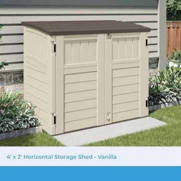 Suncast 34 Cu Ft Durable Outdoor Storage Shed for Organized Gardens