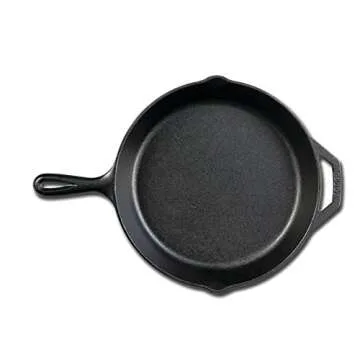 Lodge Seasoned Cast Iron Skillet with Scrub Brush- 10.25 inches Cast Iron Frying Pan With 10 inch Bristle Brush