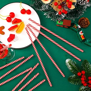 Reusable Red Striped Straws for Christmas Parties and More