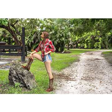 HISEA Rollda Cowboy Boots Women Western Boots Cowgirl Boots Ladies Pointy Toe Fashion Boots