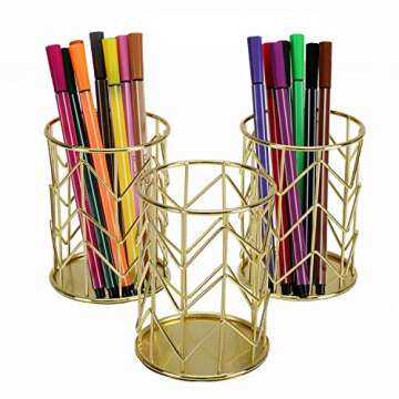 Yopay Elegant Golden Pencil Cups - Stylish Organizer Set