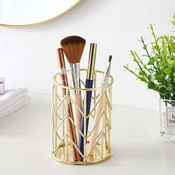 Yopay Elegant Golden Pencil Cups - Stylish Organizer Set