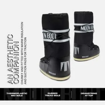 Moon Boot, Icon Nylon Insulated Slip On Snow Boots, 42/44 - Black