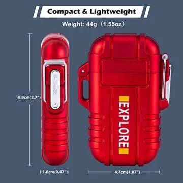 LcFun Arc Lighter Waterproof Windproof Rechargeable USB Plasma Flameless Electric Lighters with Lanyard Sports Fan Lighters for Survival, Tactical, EDC Gear, Camping (Red)