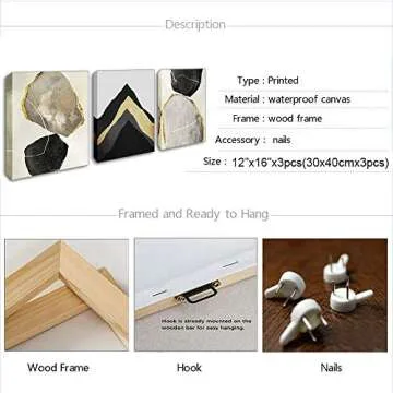 DVQ ART 12x16in Abstract Geometric Canvas Wall Art