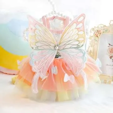Dog Princess Dresses for Small Dogs Lolita Clothes Butterfly Costume Pet Girl Cute Coat Outfits Summ...
