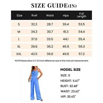 PRETTYGARDEN Women 2023 Sleeveless Spaghetti Strap Cowl Neck Backless Satin Jumpsuits Loose Wide Leg Romper With Pockets(Solid Blue,XX-Large)