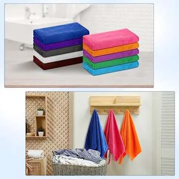 Kinlop 50 Pieces 30 x 14 Inch Large Bleach Proof Microfiber Salon Hair Towels Bulk Bleach Resistant Absorbent Hair Drying Stylist Towel for Hand Salon Spa Home Gym Yoga Bath Estheticians, 10 Colors