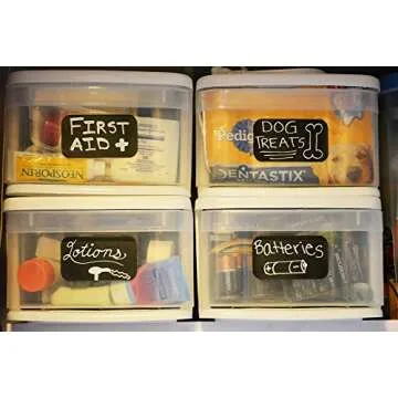 Cohas Chalkboard Labels - 18 Pack with Liquid Marker for Easy Organization