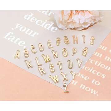 Shapenty 4 Sets Alloy Metal A-Z Alphabet Letter Charms Spacer Beads for DIY Craft Bracelet Wristband...