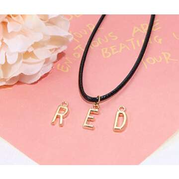 Shapenty 4 Sets Alloy Metal A-Z Alphabet Letter Charms Spacer Beads for DIY Craft Bracelet Wristbands Necklace Choker Keychain Jewelry Making Finding, 4pcs of Each Letter, 104PCS (KC Gold)