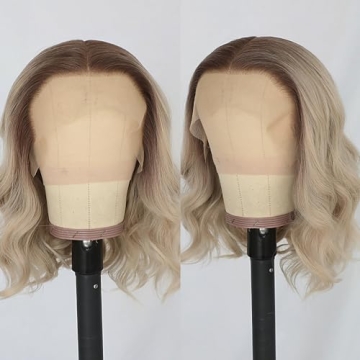 Maycaur 14 Inch Ash Blonde Lace Front Wig for All Occasions