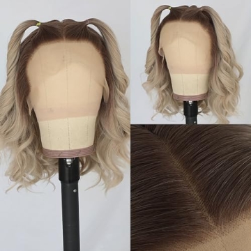 Maycaur 14 Inch Ash Blonde Lace Front Wig for All Occasions