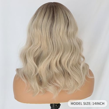 Maycaur 14 Inch Ash Blonde Lace Front Wig for All Occasions