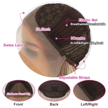 Maycaur 14 Inch Ash Blonde Lace Front Wig for All Occasions