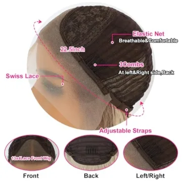 Maycaur 14 Inch Ash Blonde Lace Front Wig for All Occasions