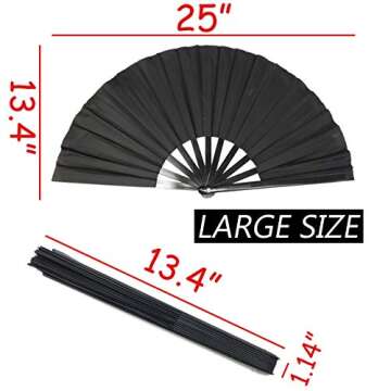 TIHOOD 2PCS Large Folding Silk Hand Fan Hand Folding Fans Chinese Tai Chi Folding Fan for Men and Wo...