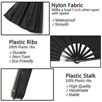 TIHOOD 2PCS Large Folding Silk Hand Fan Set for All Occasions
