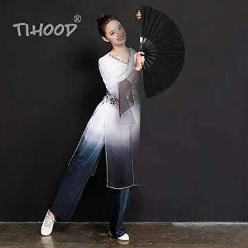 TIHOOD 2PCS Large Folding Silk Hand Fan Set for All Occasions