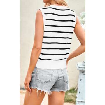 NALANISA Women's Trendy Summer Sweater Vests 2025 V Neck Sleeveless Button Up Knit Crop Tank Tops Y2k Vest Shirts Spring Outfits (White,XL)