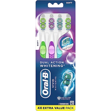 Oral-B Vivid Soft Toothbrushes Pack of 4 for Whitening