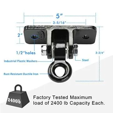 BETOOLL 2400 lb Capacity Heavy Duty Swing Hangers for Wooden Sets Playground Porch Indoor Outdoor & Hanging Snap Hooks Black of 2