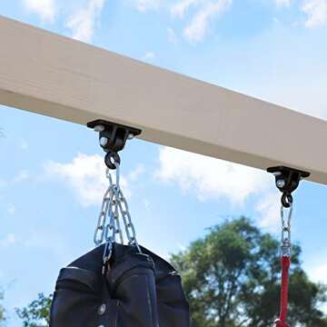 BETOOLL 2400 lb Capacity Heavy Duty Swing Hangers for Wooden Sets Playground Porch Indoor Outdoor & Hanging Snap Hooks Black of 2