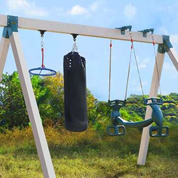 BETOOLL 2400 lb Capacity Heavy Duty Swing Hangers for Wooden Sets Playground Porch Indoor Outdoor & Hanging Snap Hooks Black of 2