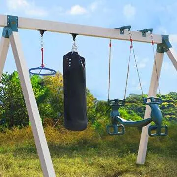 BETOOLL 2400 lb Capacity Heavy Duty Swing Hangers for Wooden Sets Playground Porch Indoor Outdoor & Hanging Snap Hooks Black of 2