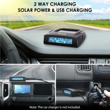 Tymate RV Tire Pressure Monitoring System - M7-3 TPMS Tire Pressure Monitor System(0-87 PSI) with Solar Charger, RV TPMS with 4 sensors & 5 Alarm Modes, LCD Display, Auto Sleep Mode, Easy to Install