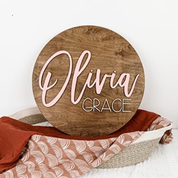 Custom Round Nursery Name Sign - Personalized Wooden Plaque