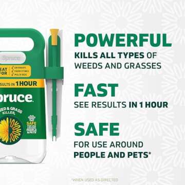 Spruce Weed Killer Spray - Snap & Spray Weed & Grass Killer₂ Powered Starter Kit - Weed Killer Sprayer with Wand for Spot-Treating Driveways, Gardens & More - Results in 1 Hour (64 Oz Bottle)