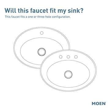 Moen Revyl Matte Black One-Handle Single Hole Modern Bathroom Sink Faucet with Optional Deckplate and Spring Loaded Drain Assembly, 84771BL