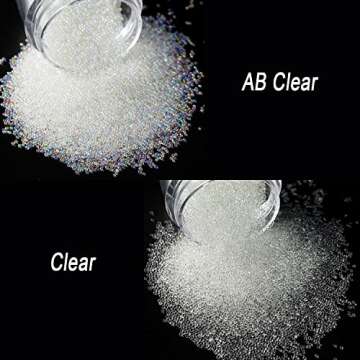 4 Colors Caviar Beads Nail Crystals Micro Pixie Beads Multicolor Glass Pixie Crystals for 3D Nail Art DIY Charms Decorations (Crystal ab)