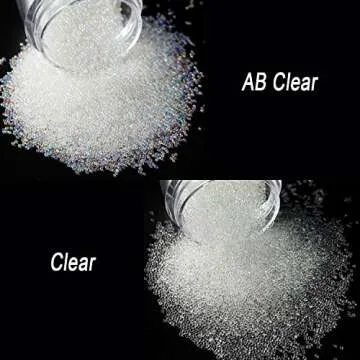 4 Colors Caviar Beads Nail Crystals Micro Pixie Beads Multicolor Glass Pixie Crystals for 3D Nail Art DIY Charms Decorations (Crystal ab)