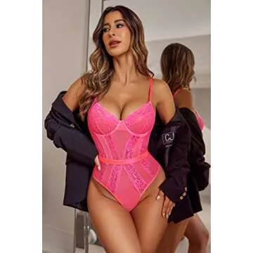 Avidlove Floral Lace Lingerie Babydoll Bodysuit for Women