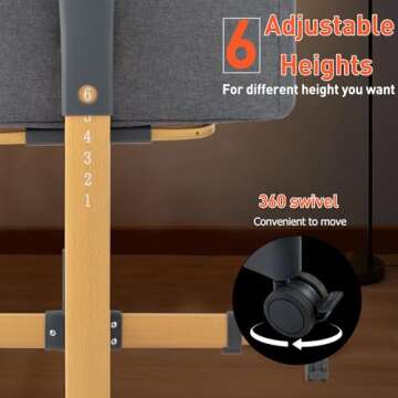 BOSEDSANG 3 in 1 Baby Bassinet,Rocking Bassinet,Bedside Bassinet with Wheels and Adjustable Height,Bedside Sleeper with Breathable Mesh and Mattress,Baby Crib for Newborn (1, L-Shape)