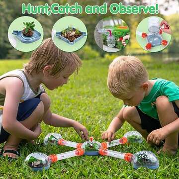 Bug Catcher Kit for Kids, Outdoor Explorer Toys for Kids Ages 4-6 6-8, Bug Vacuum Catcher Gun, Critter Keeper Habitat, Live Insect Terrarium Kit, Observation Cup, Tweezers, Gift for 4 5 6 7 8+ Boys