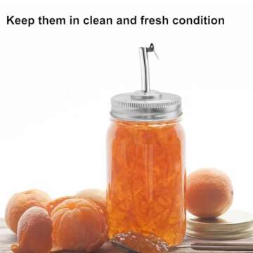 WOOPSOO 2 Pack Jar Oil Spout Lid Mason Jar Oil Infusions Lids Oil Spout Dispenser Lids with Caps Oil Cruet Bottle Lid Compatible with Regular Mouth Mason Jar Olive Oil Vinegar