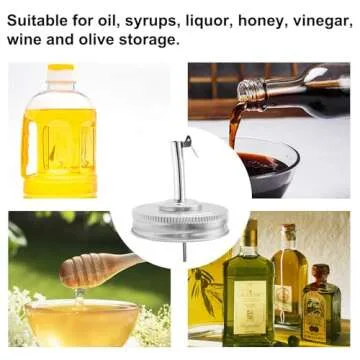 WOOPSOO 2 Pack Jar Oil Spout Lid Mason Jar Oil Infusions Lids Oil Spout Dispenser Lids with Caps Oil Cruet Bottle Lid Compatible with Regular Mouth Mason Jar Olive Oil Vinegar