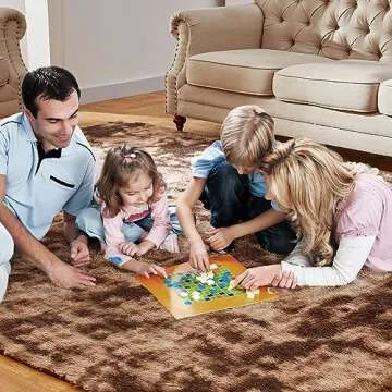 8x10 Feet Shag Area Rugs, Large Shag Fluffy Bedroom Carpet, Soft Rugs for Nursery, Furry Rugs for Girls Boys Kids Room, Extra Large Fuzzy Rug, Shag Carpet, Brown Tie-Dye